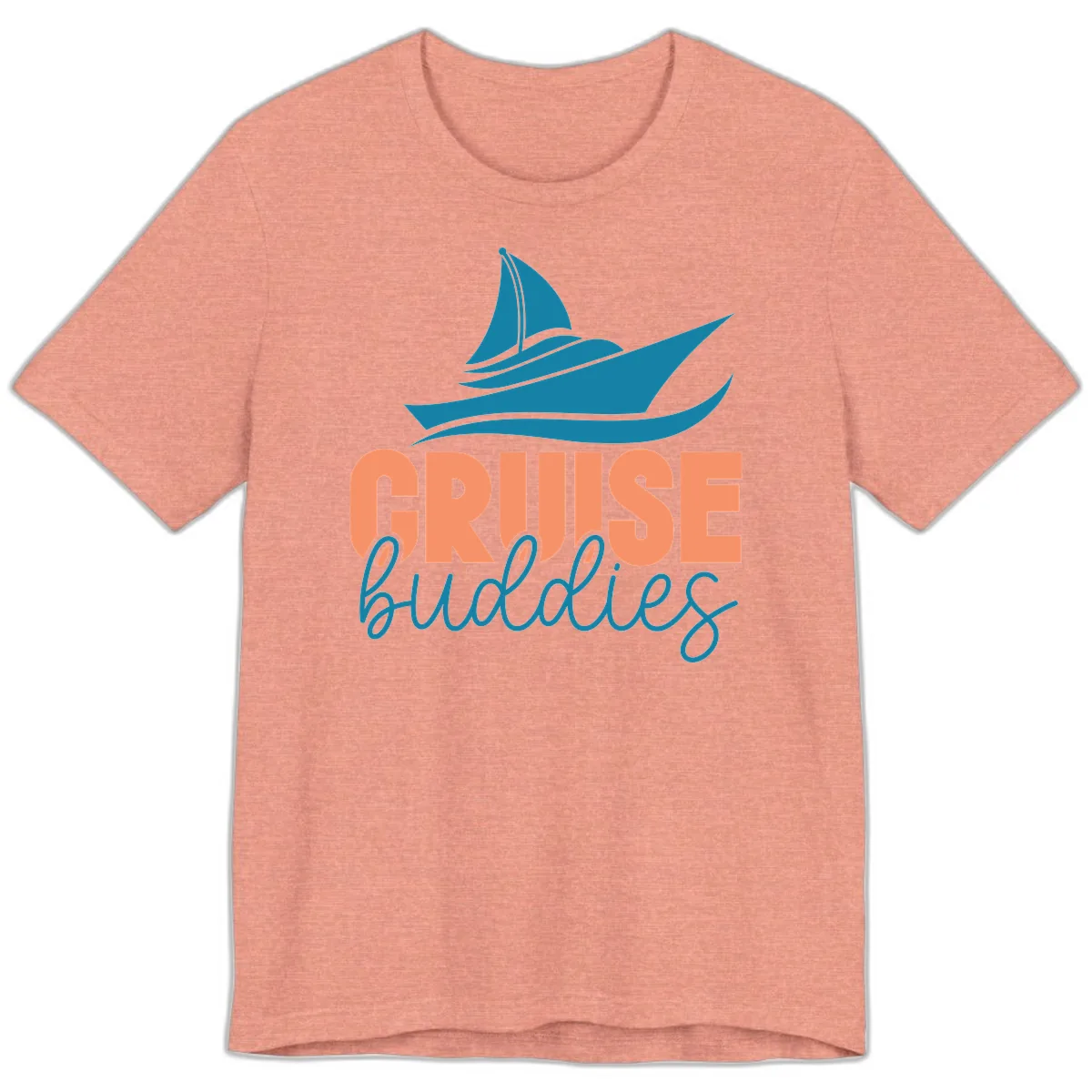 Cruise Buddies Ship Design Premium T-Shirt in Heather Sunset