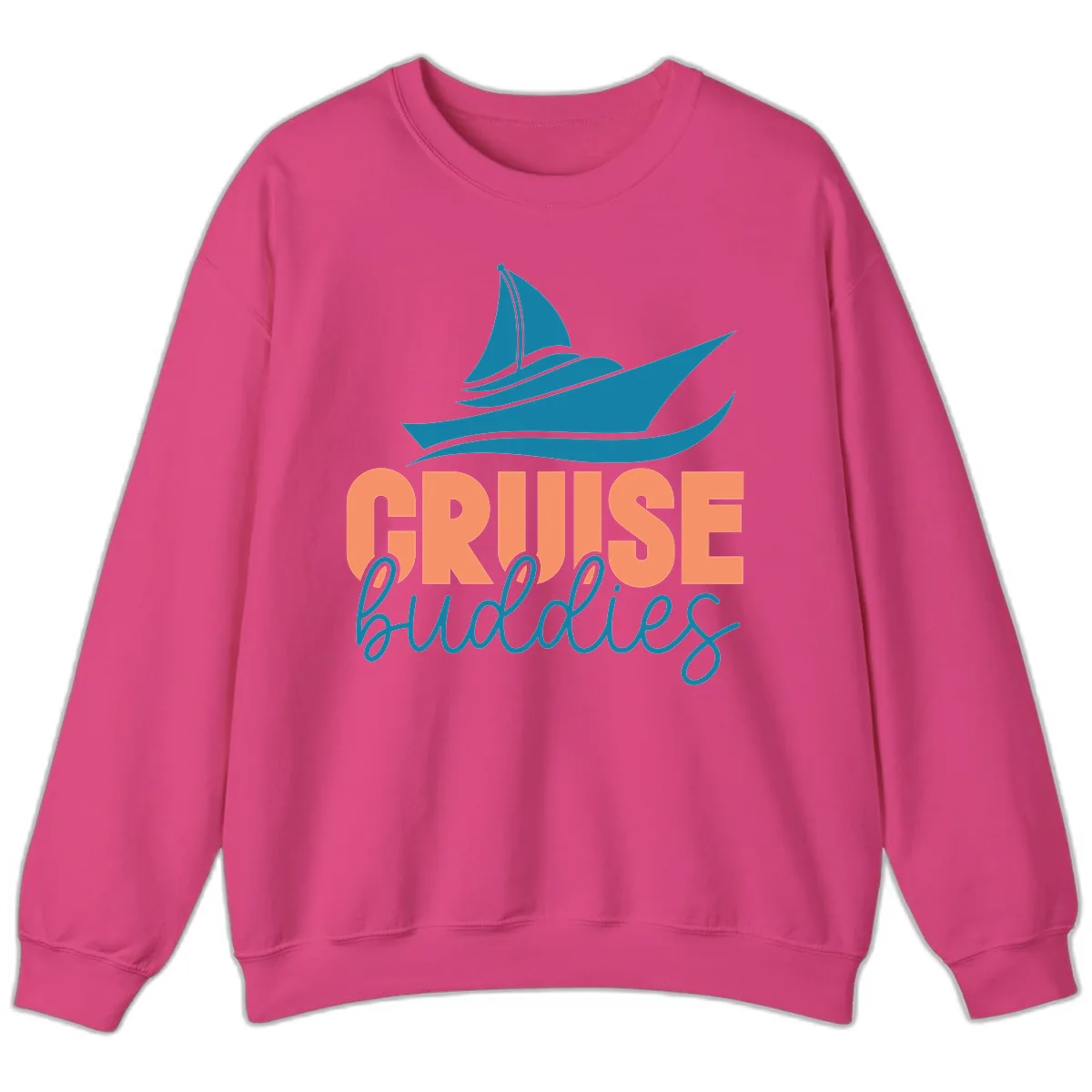 Cruise Buddies Ship Design Sweatshirt in Heliconia