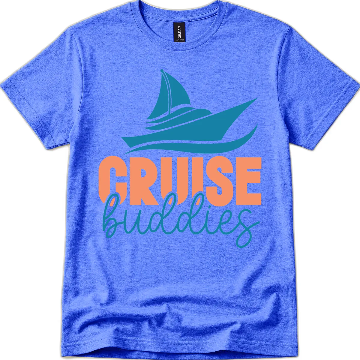 Cruise Buddies Ship Design T-Shirt in Heather Royal