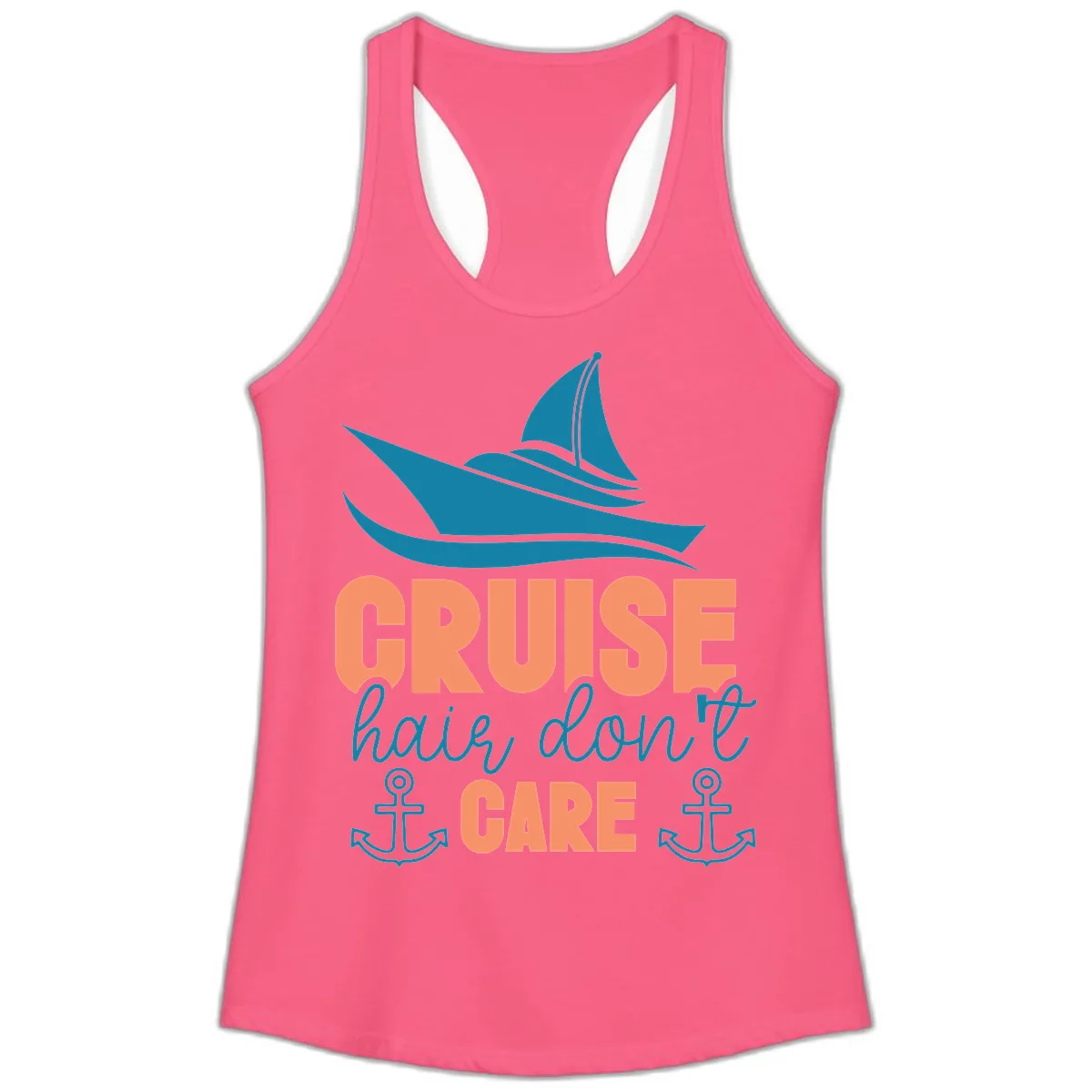 Cruise Hair Don't Care Ladies Tank in Solid Hot Pink