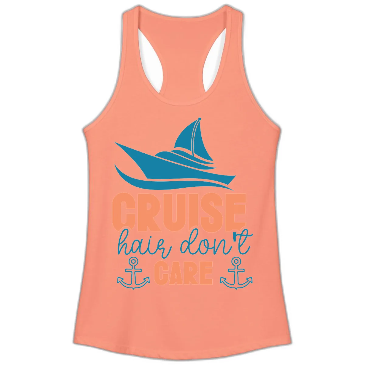 Cruise Hair Don't Care Ladies Tank in Solid Light Orange