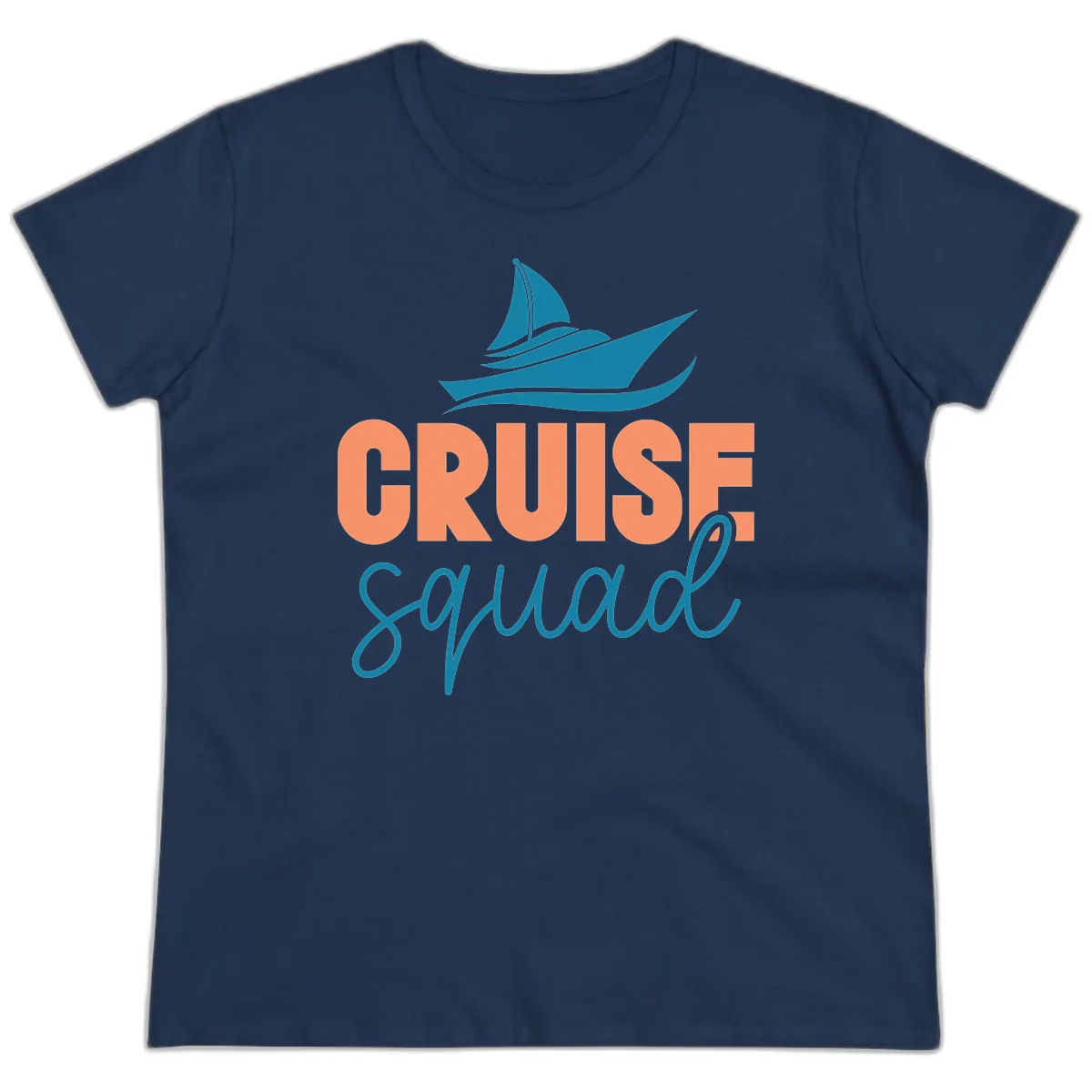 Cruise Squad Sailboat Ladies Tee in Navy
