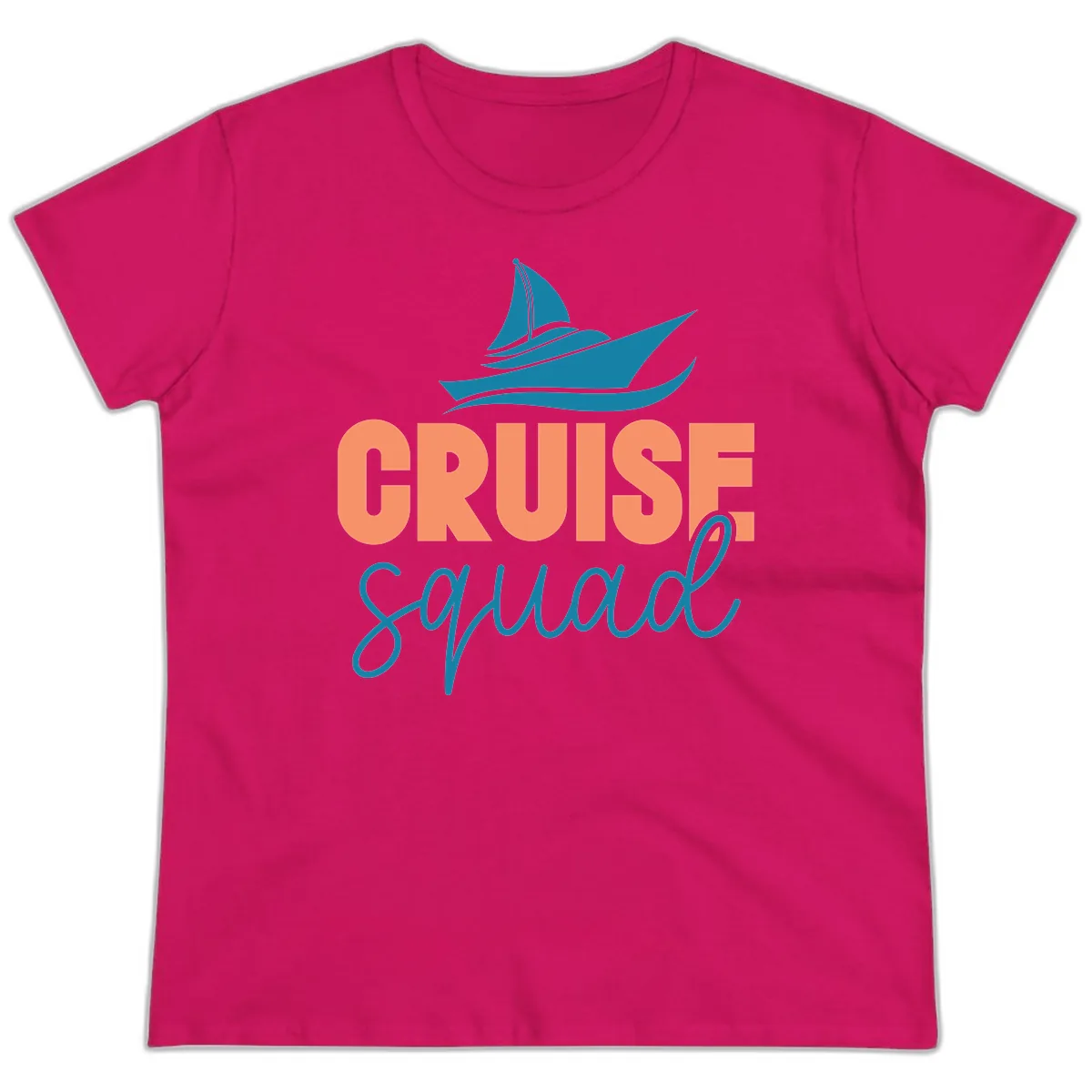 Cruise Squad Sailboat Ladies Tee in Heliconia