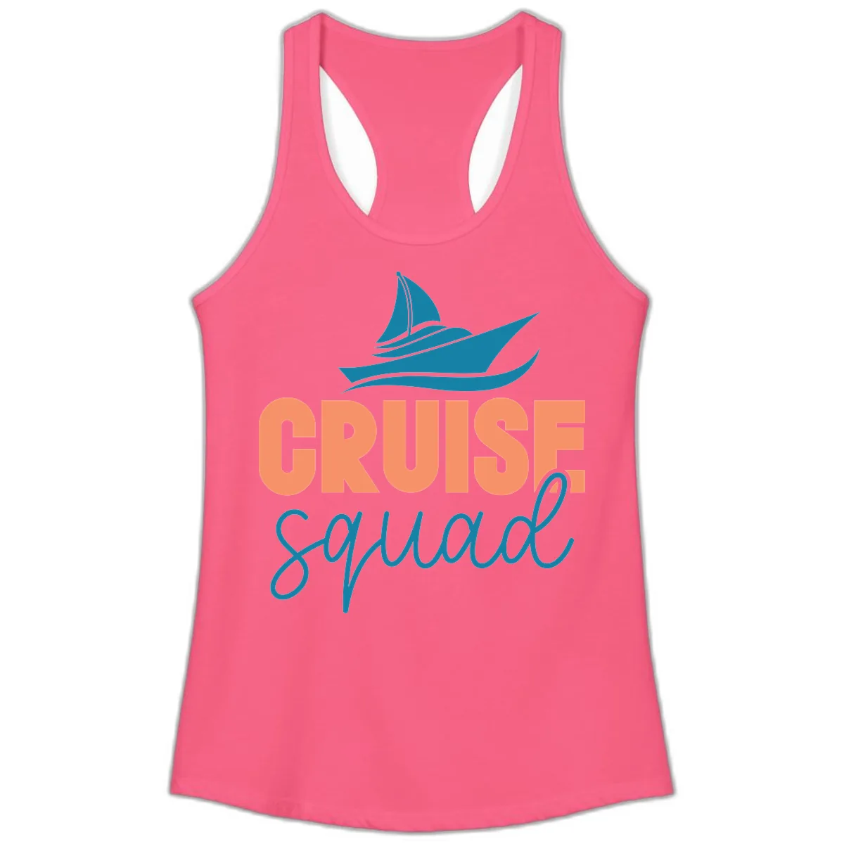 Cruise Squad Sailboat Ladies Tank in Solid Hot Pink