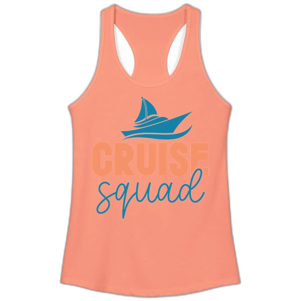 Cruise Squad Sailboat Ladies Tank in Solid Light Orange