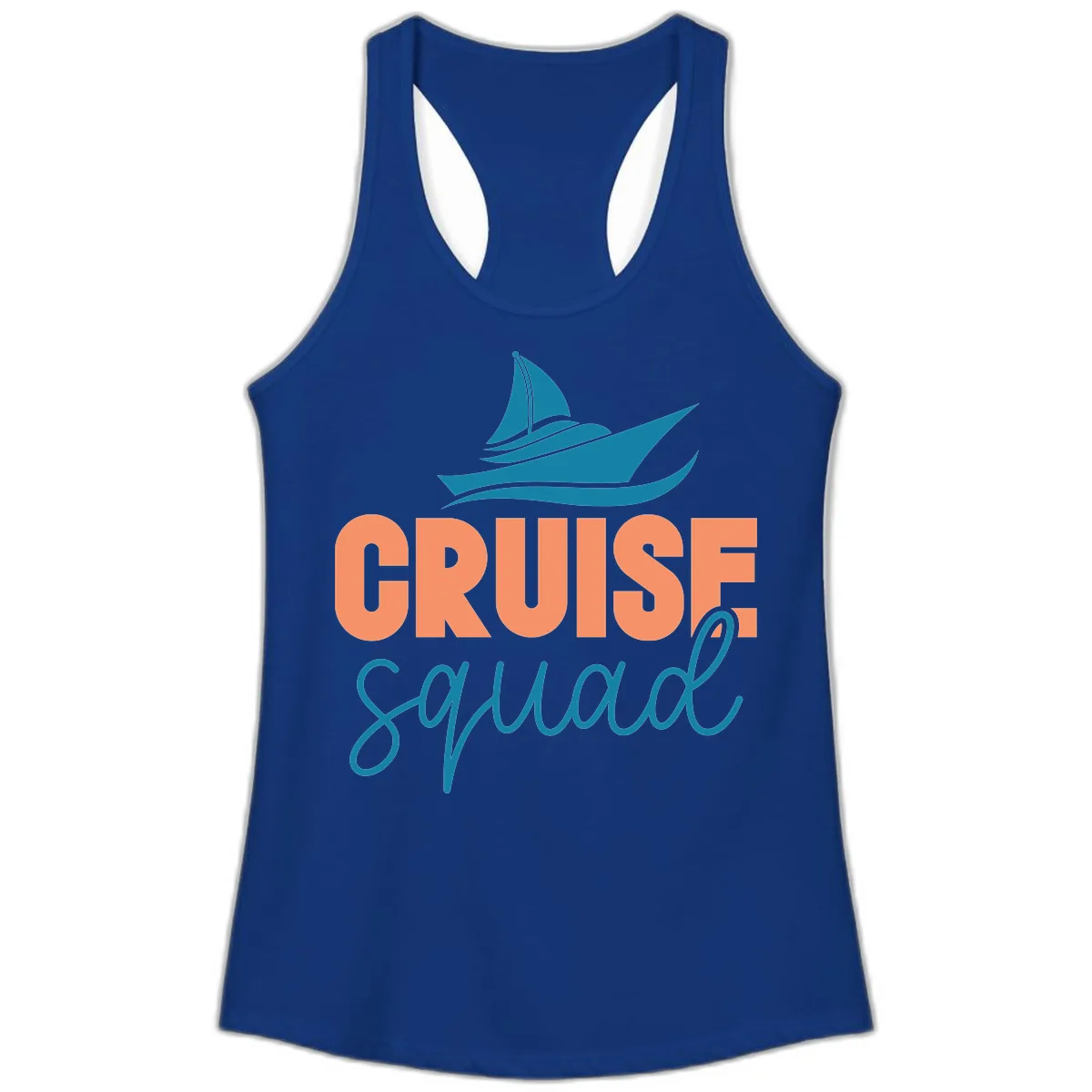 Cruise Squad Sailboat Ladies Tank in Solid Royal