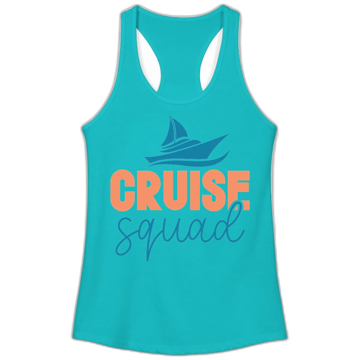 Cruise Squad Sailboat Ladies Tank in Tahiti Blue