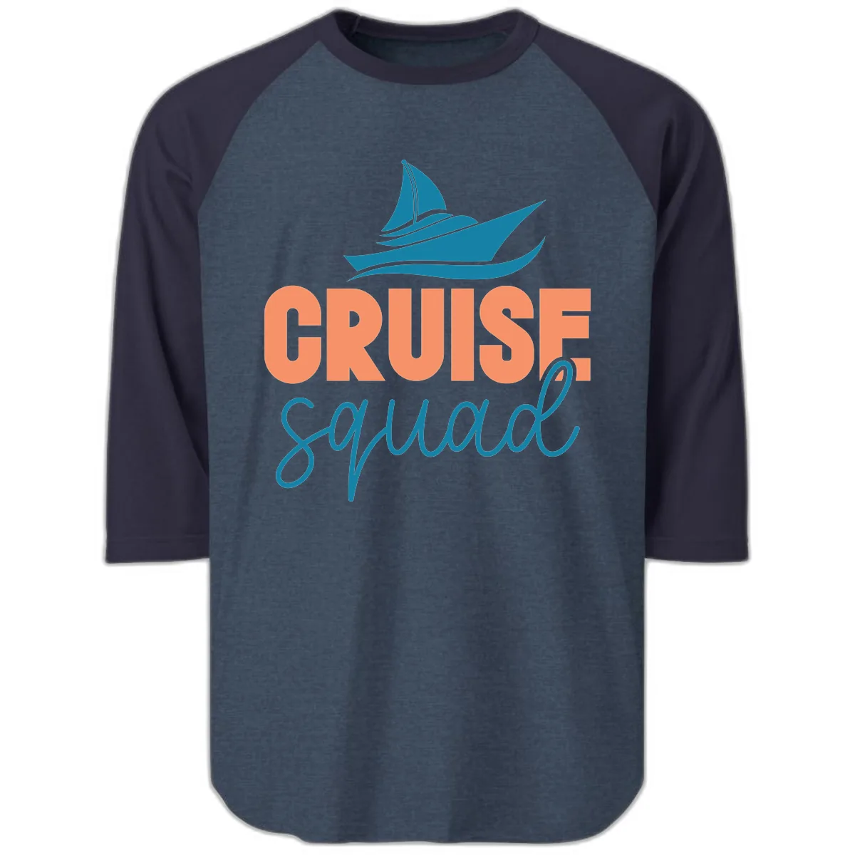 Cruise Squad Sailboat Raglan 3/4 in Heather Denim Navy
