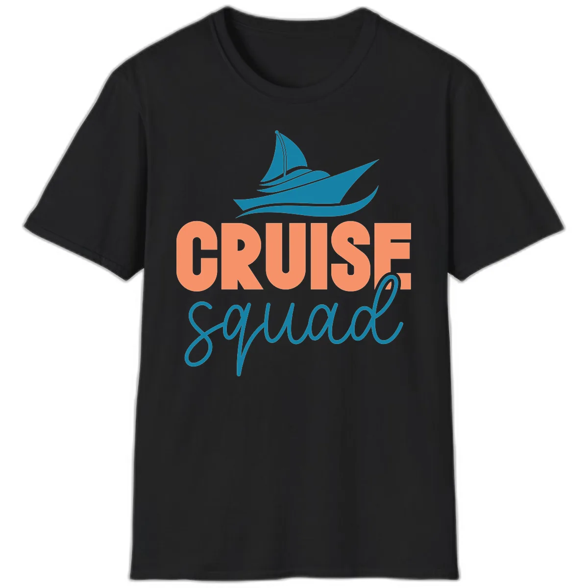 Cruise Squad Sailboat T-Shirt in Black
