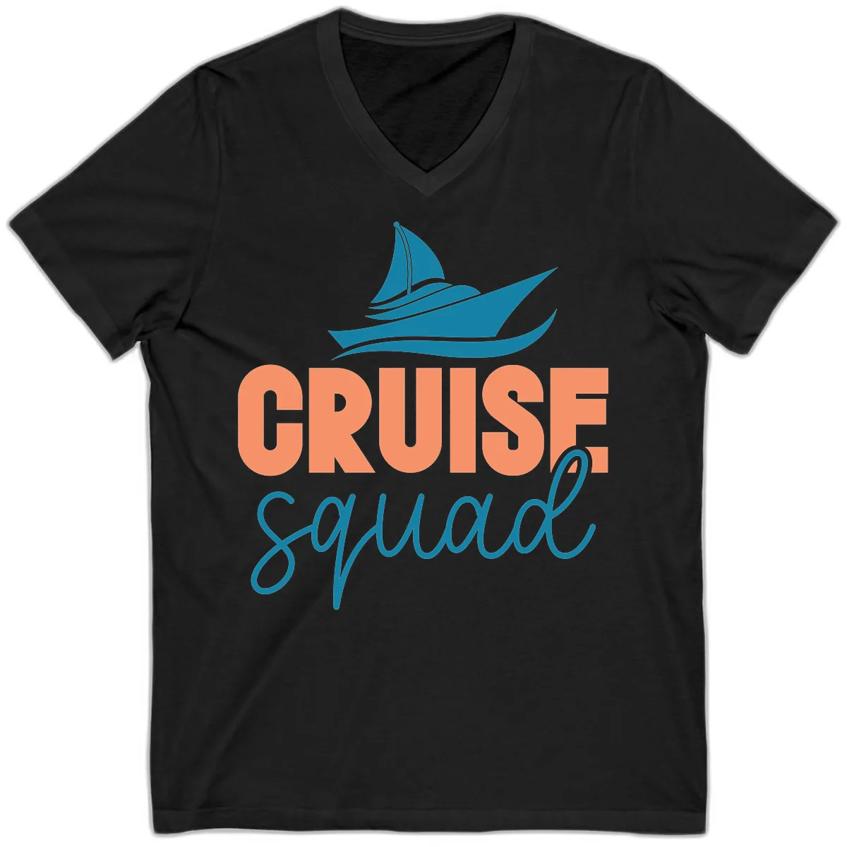 Cruise Squad Sailboat V-Neck in Black