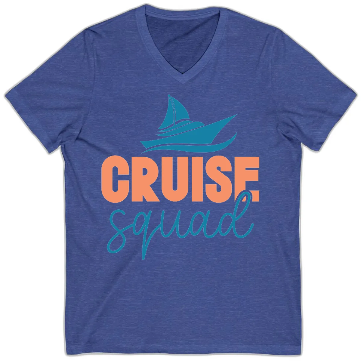 Cruise Squad Sailboat V-Neck in Heather True Royal