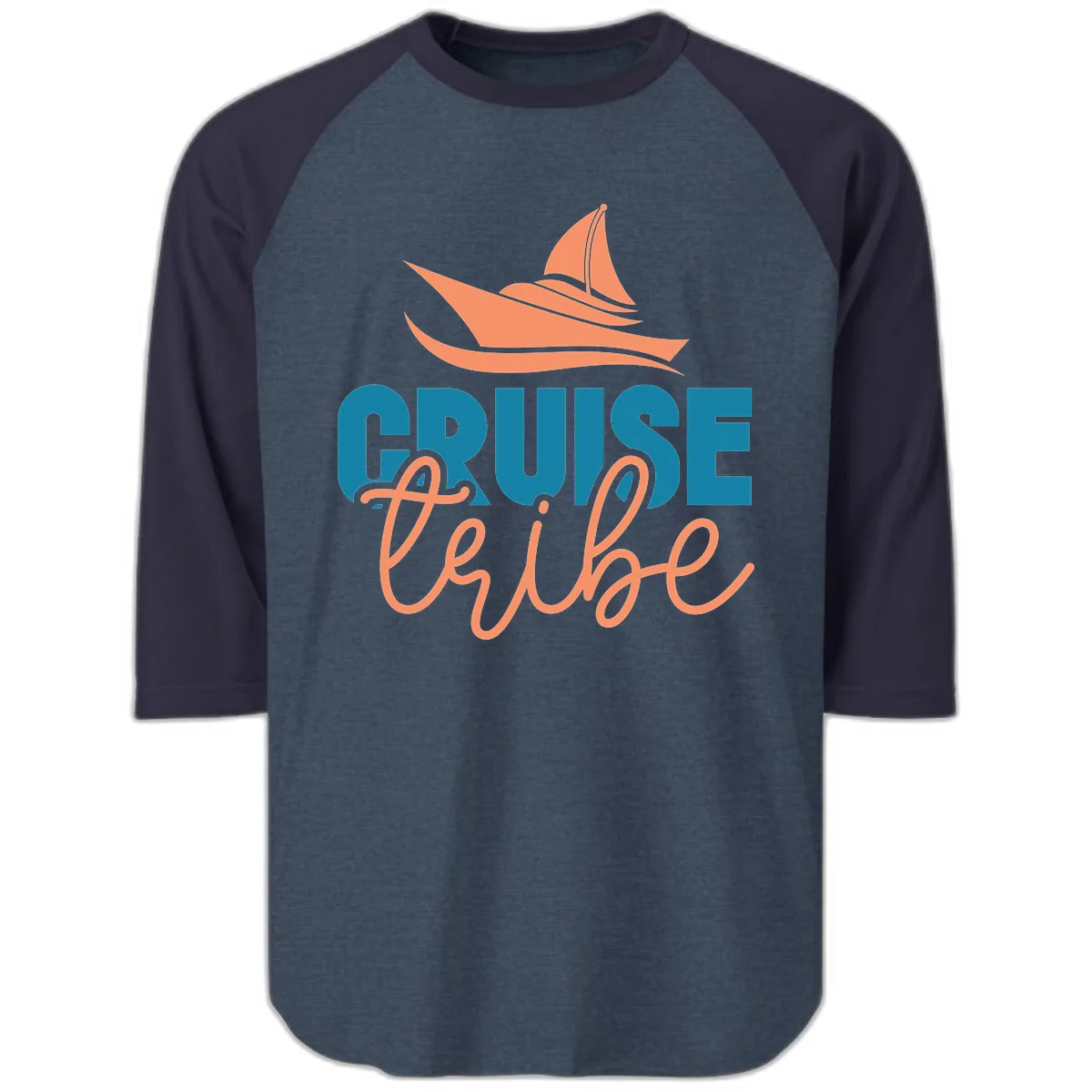 Cruise Vibe Raglan 3/4 in Heather Denim Navy