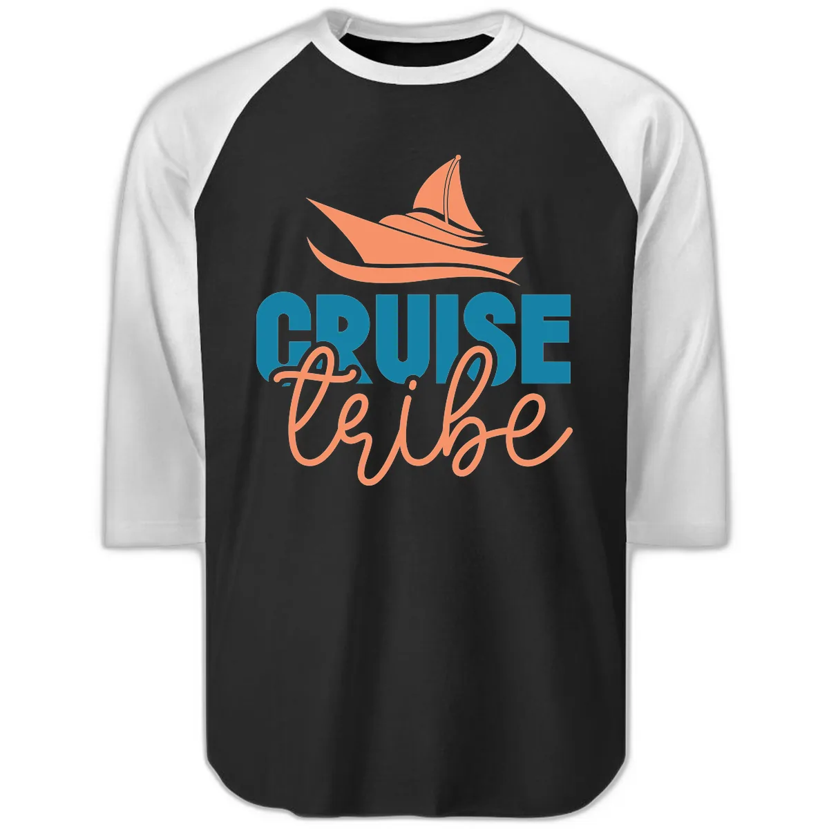 Cruise Vibe Raglan 3/4 in Black White