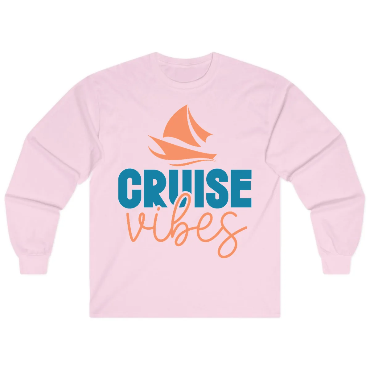 Cruise Vibes Sailing Design Long Sleeve in Light Pink
