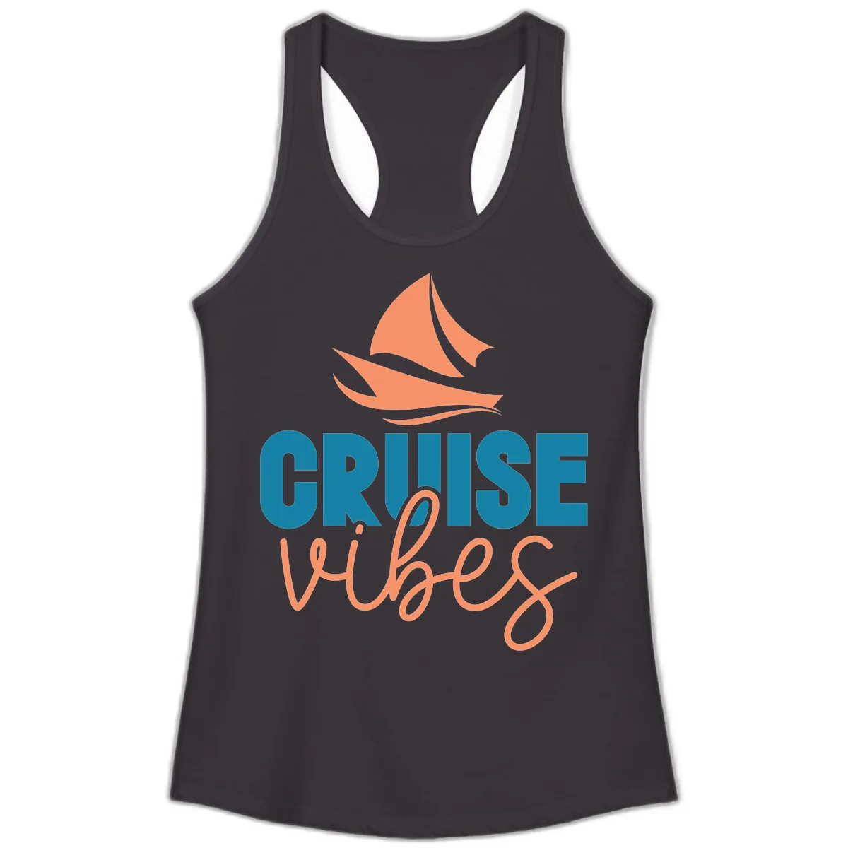 Cruise Vibes Sailing Design Ladies Tank in Black