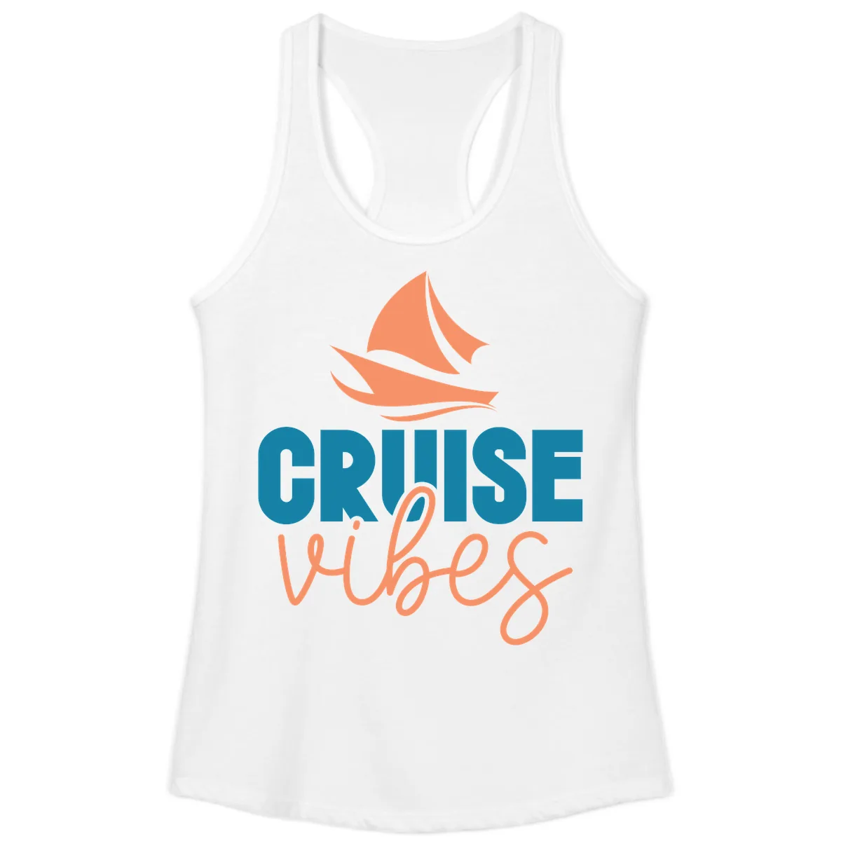 Cruise Vibes Sailing Design Ladies Tank in White