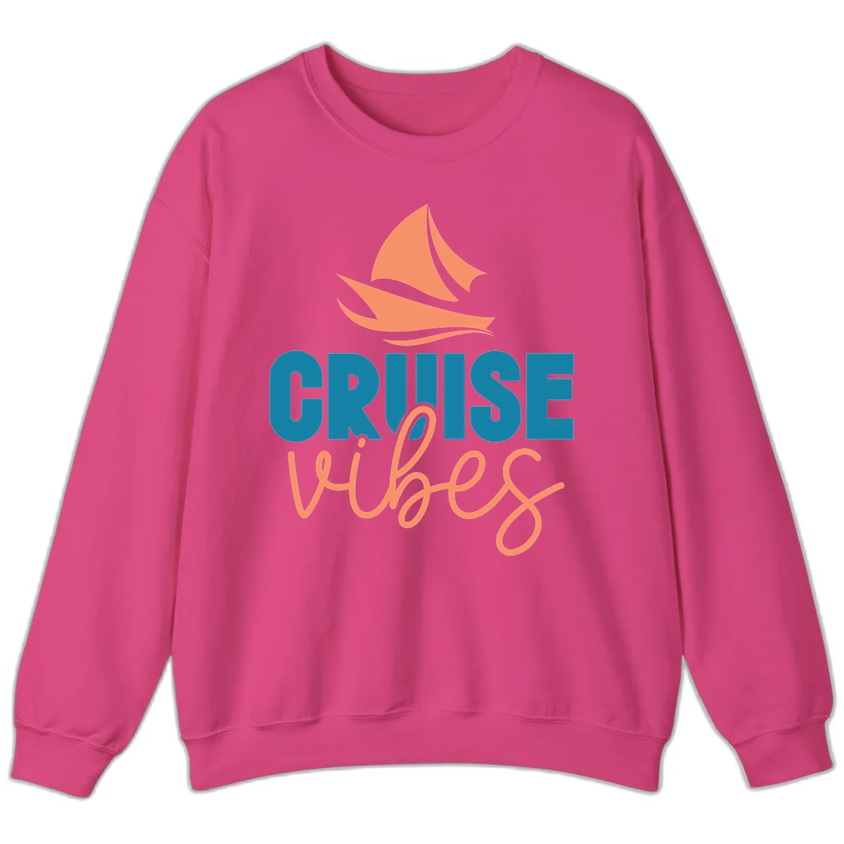 Cruise Vibes Sailing Design Sweatshirt in Heliconia