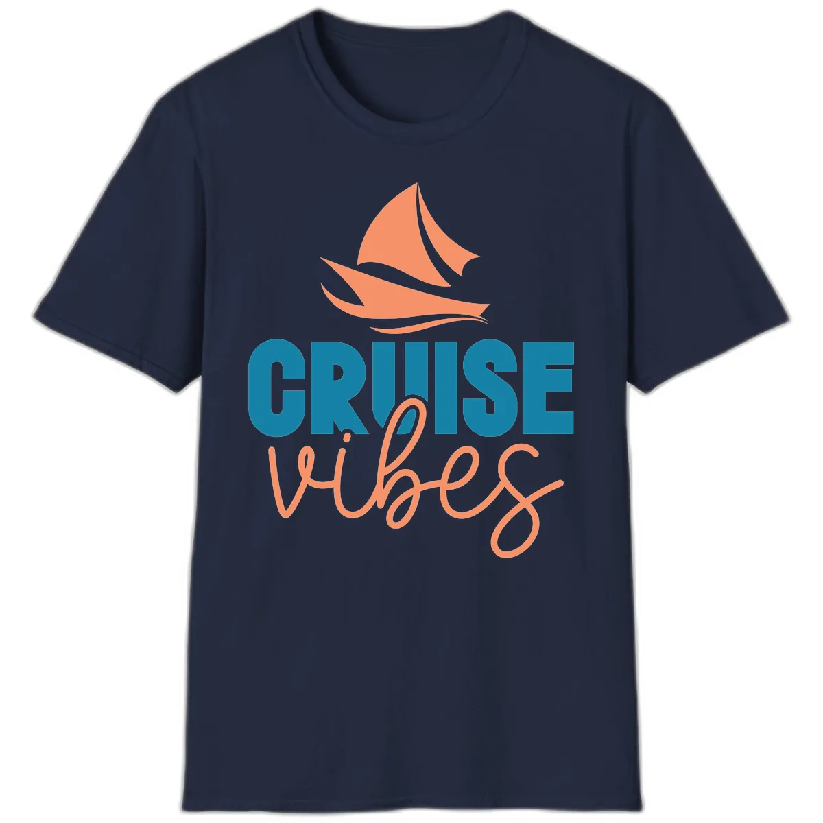 Cruise Vibes Sailing Design T-Shirt in Navy
