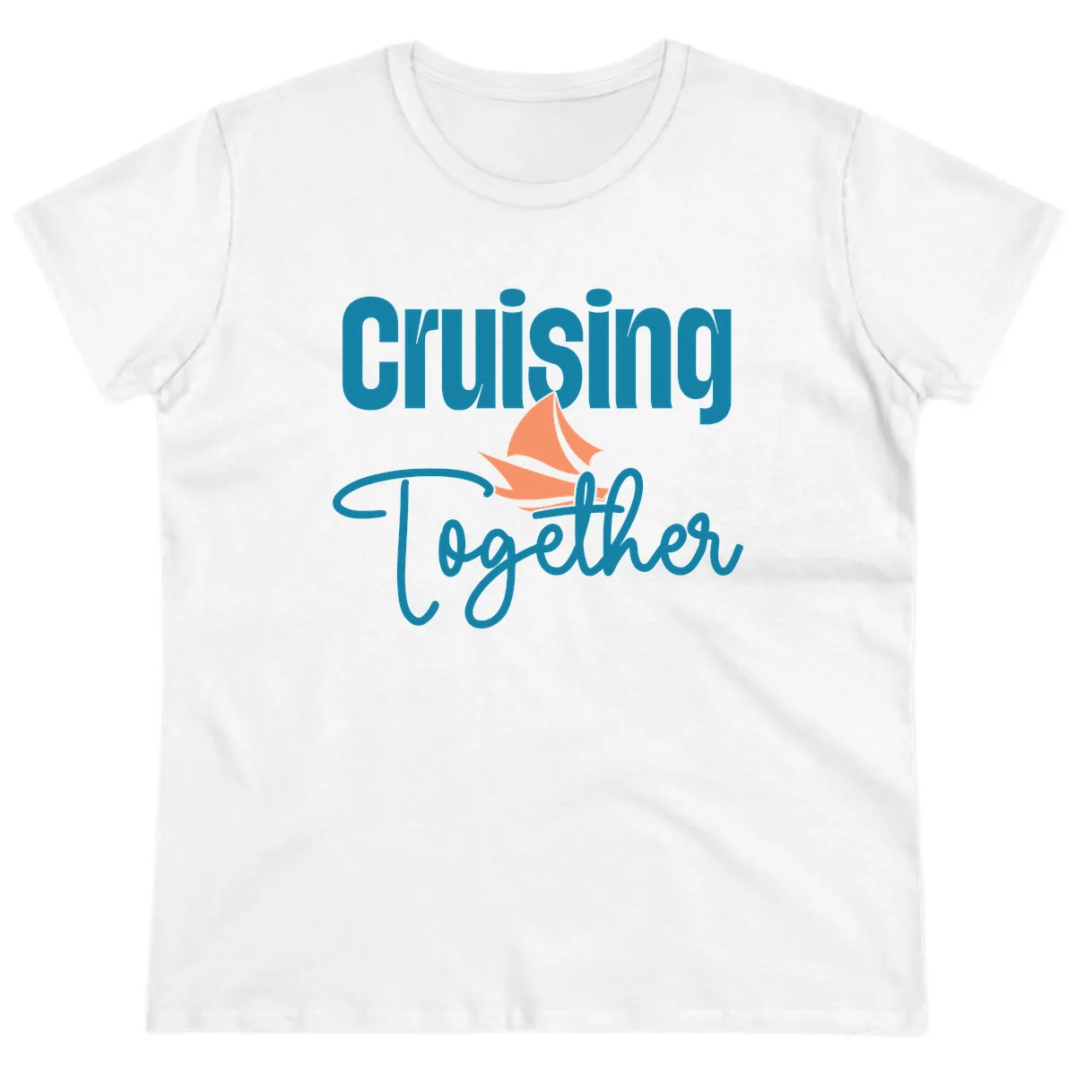 Cruising Together Sailboat Ladies Tee in White
