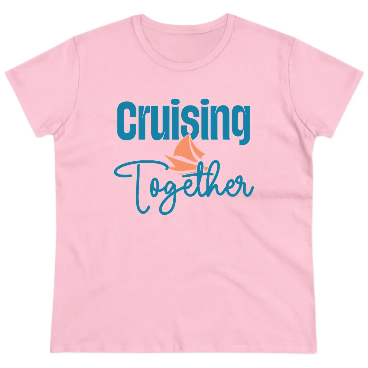 Cruising Together Sailboat Ladies Tee in Light Pink