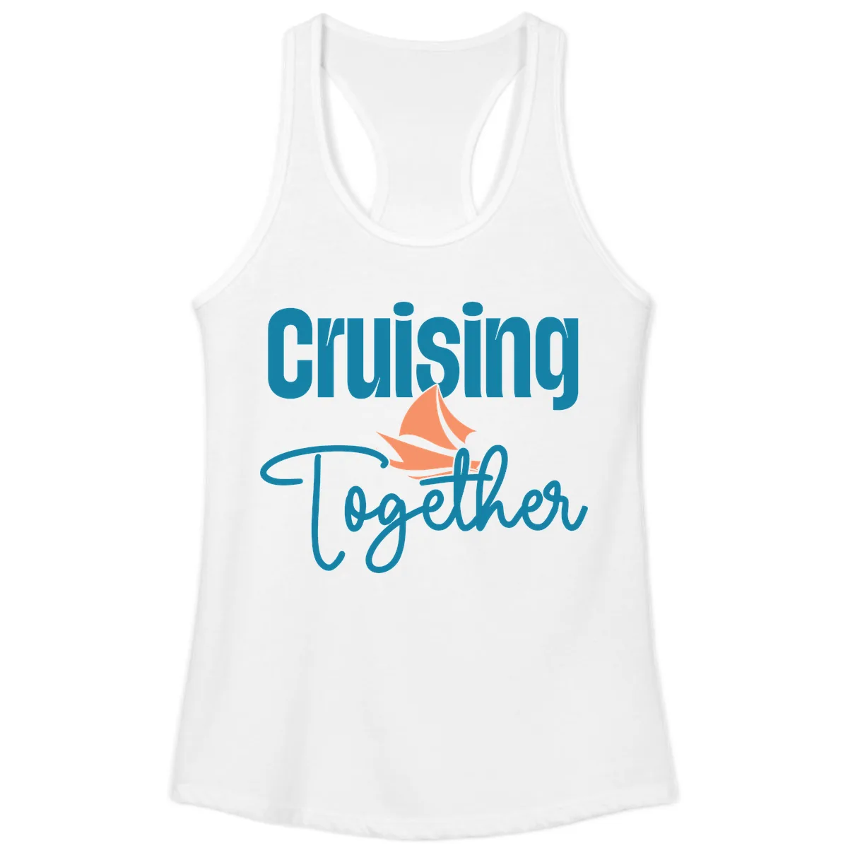 Cruising Together Sailboat Ladies Tank in White