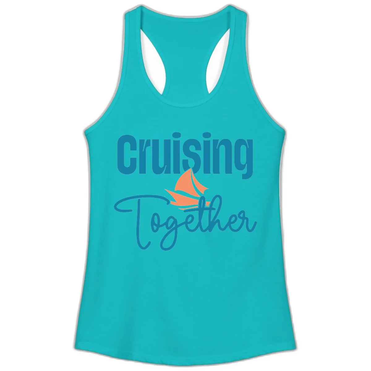 Cruising Together Sailboat Ladies Tank in Tahiti Blue