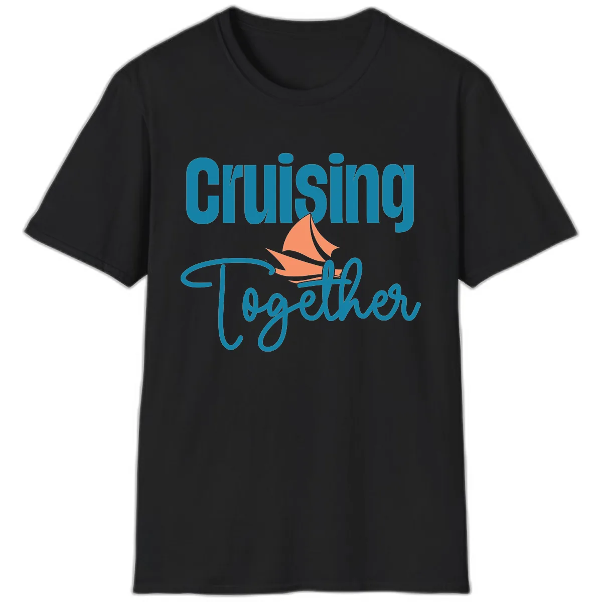 Cruising Together Sailboat T-Shirt in Black