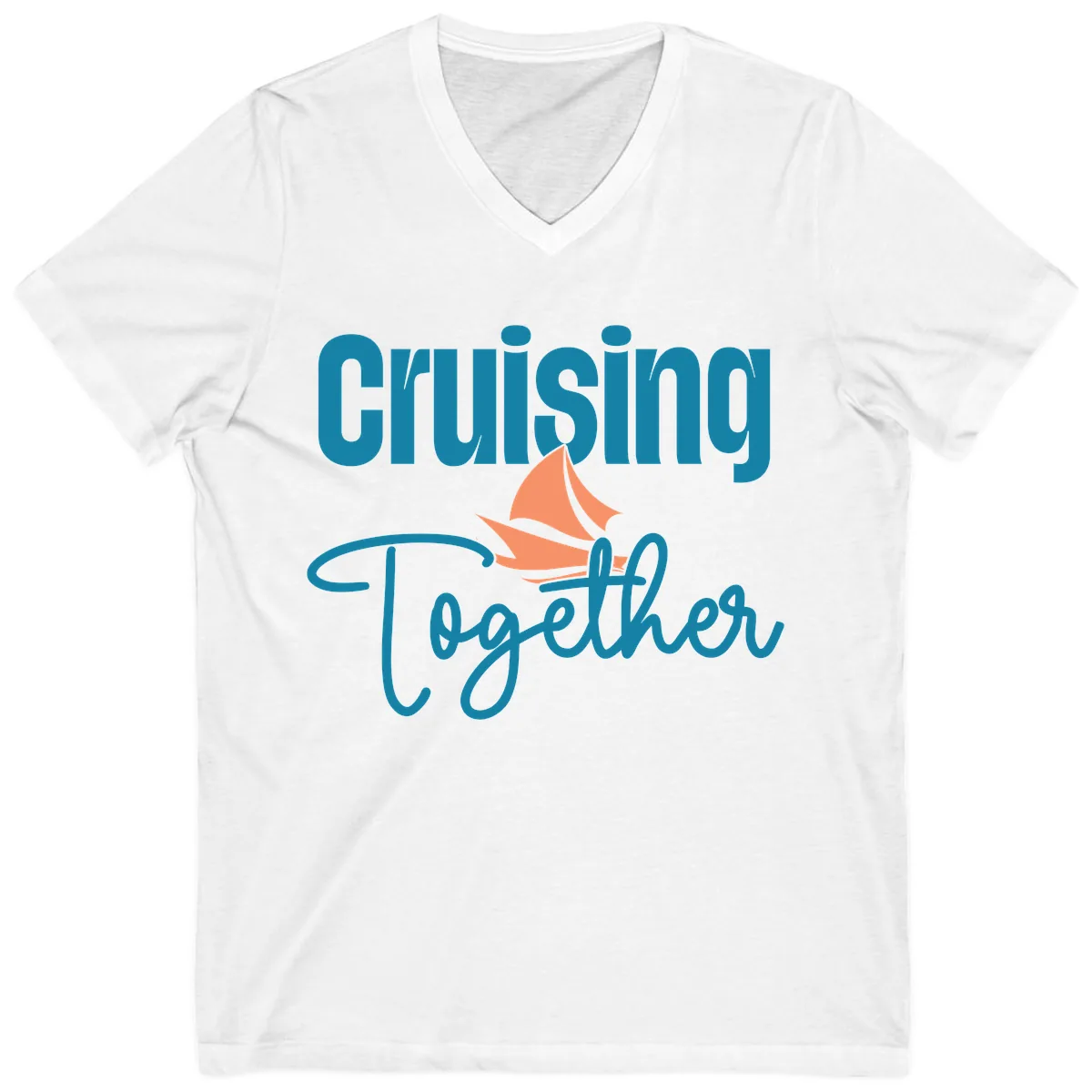 Cruising Together Sailboat V-Neck in White