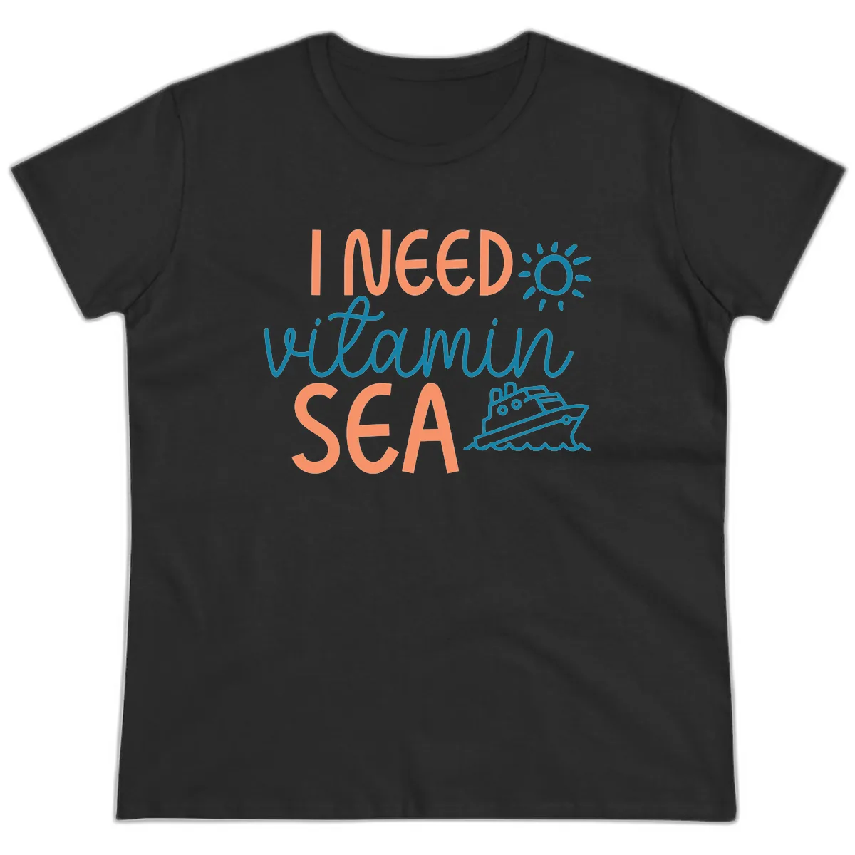 I Need Vitamin Sea Ladies Tee in Black
