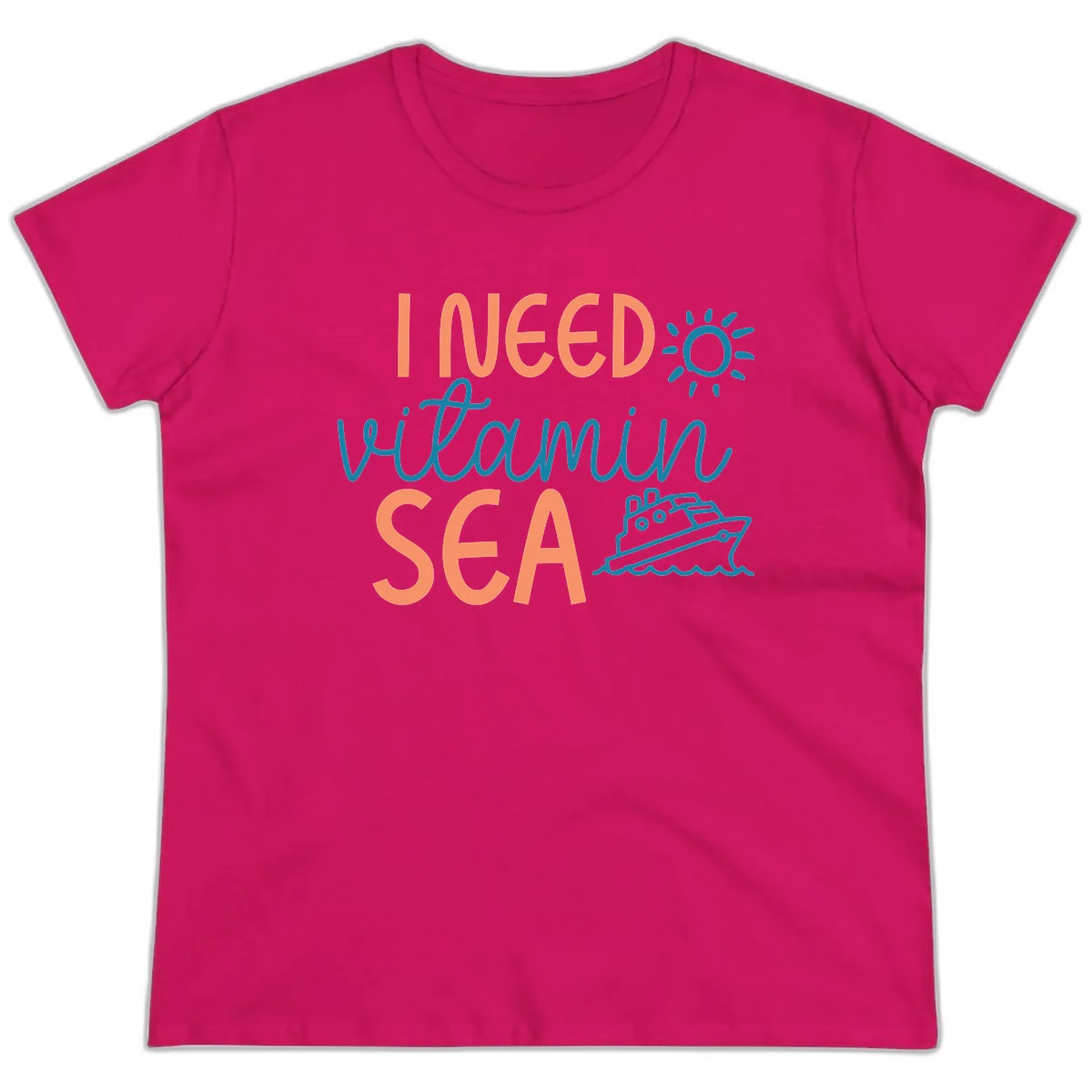 I Need Vitamin Sea Ladies Tee in Heliconia