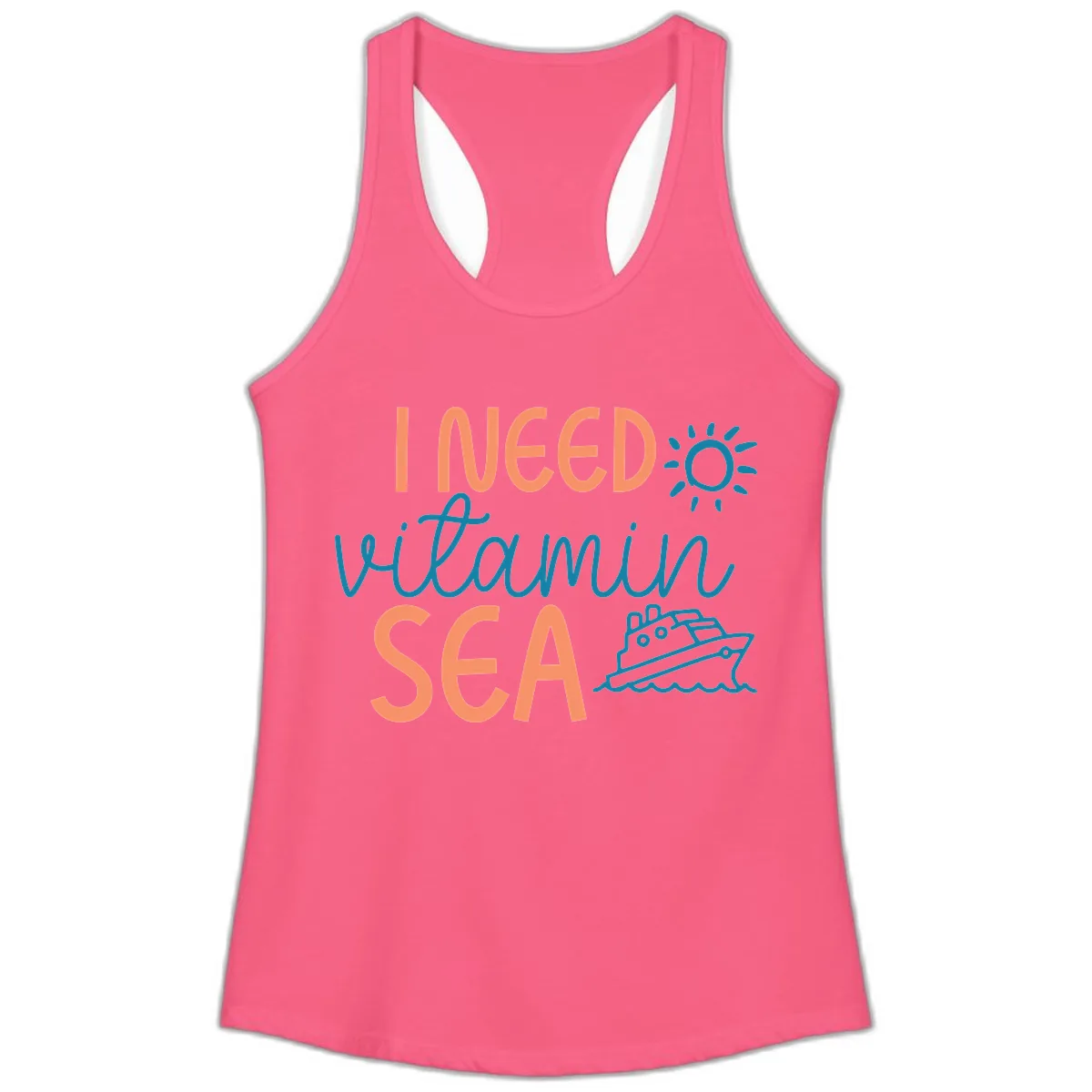 I Need Vitamin Sea Ladies Tank in Solid Hot Pink