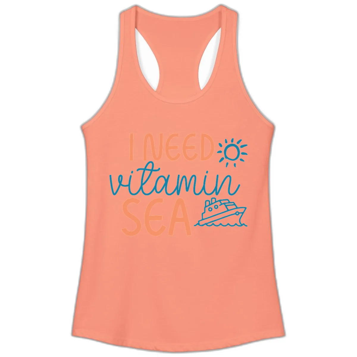 I Need Vitamin Sea Ladies Tank in Solid Light Orange