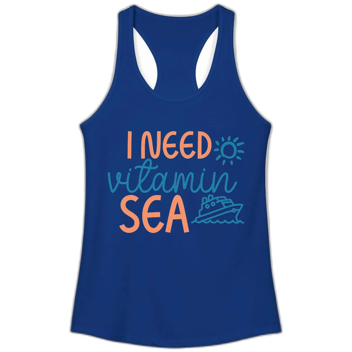 I Need Vitamin Sea Ladies Tank in Solid Royal