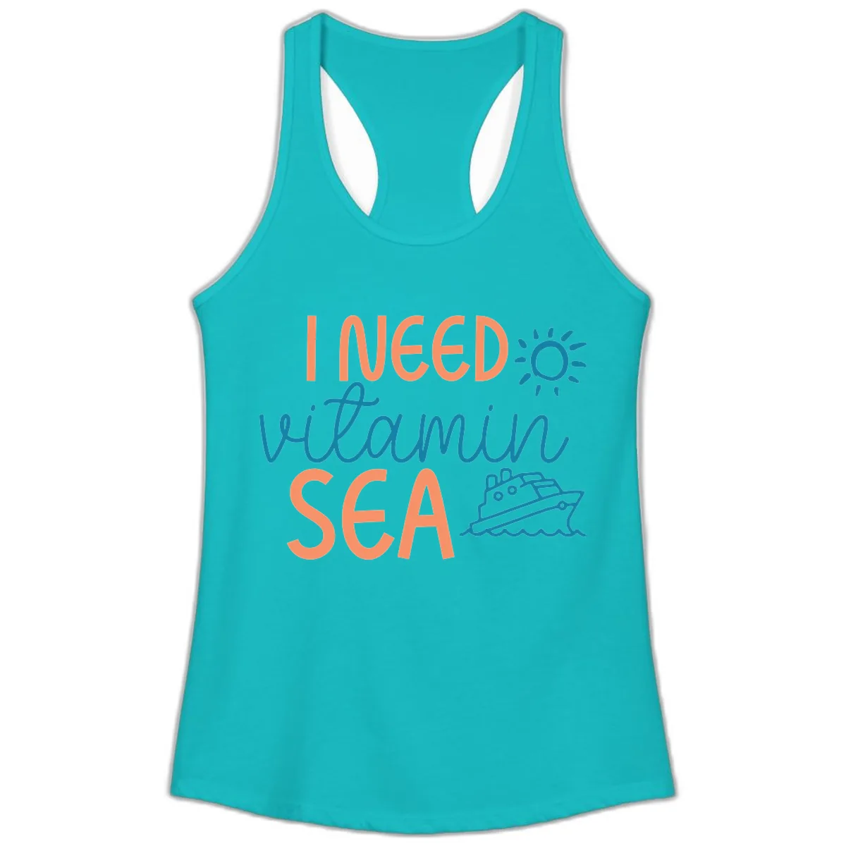 I Need Vitamin Sea Ladies Tank in Tahiti Blue