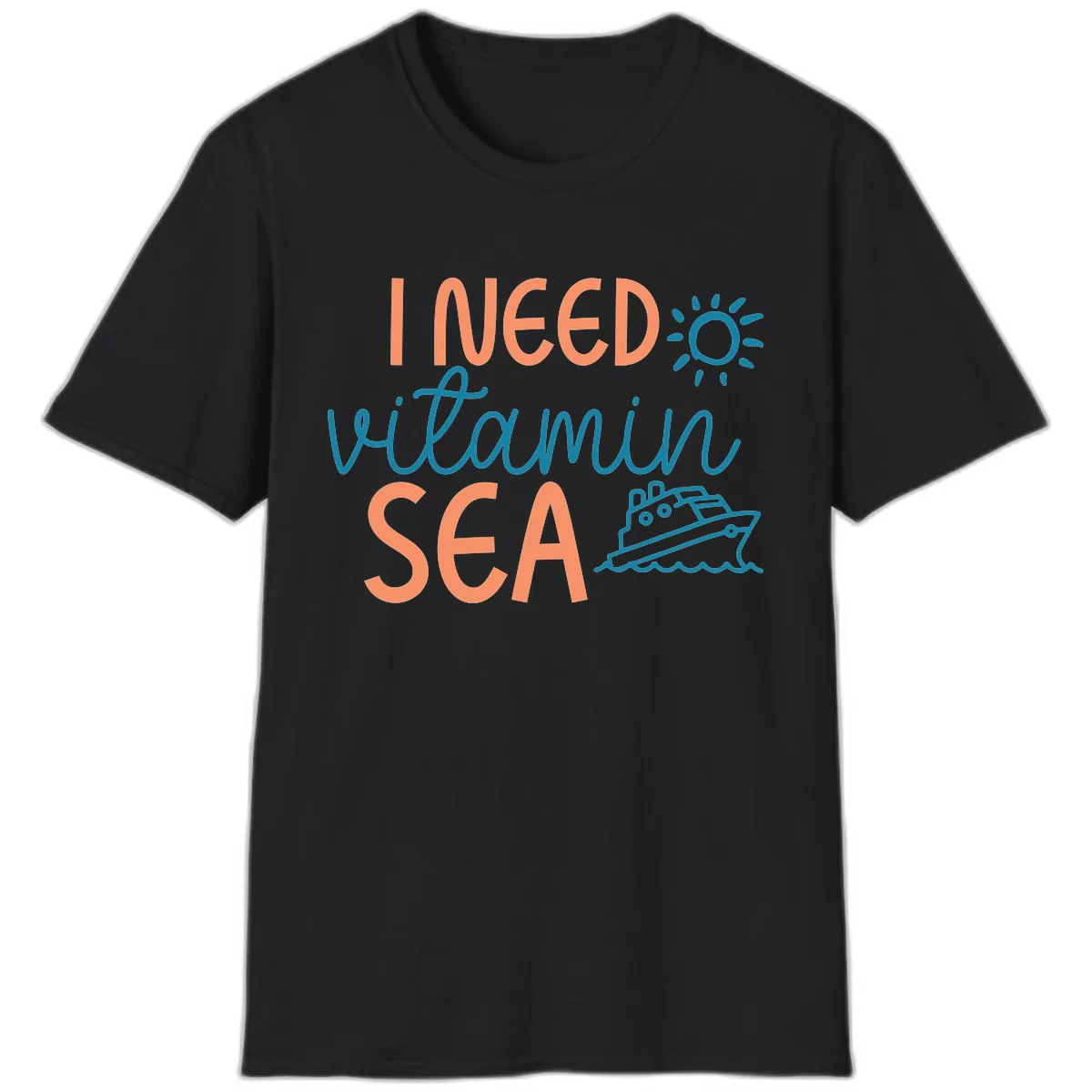 I Need Vitamin Sea T-Shirt in Black