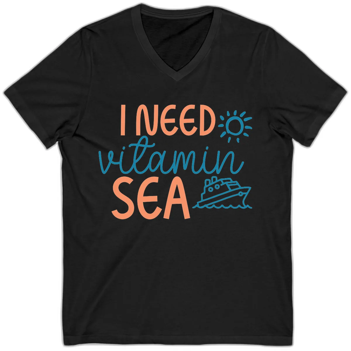 I Need Vitamin Sea V-Neck in Black