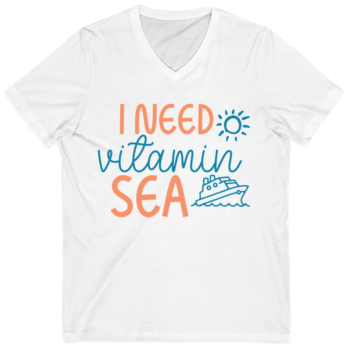 I Need Vitamin Sea V-Neck in White