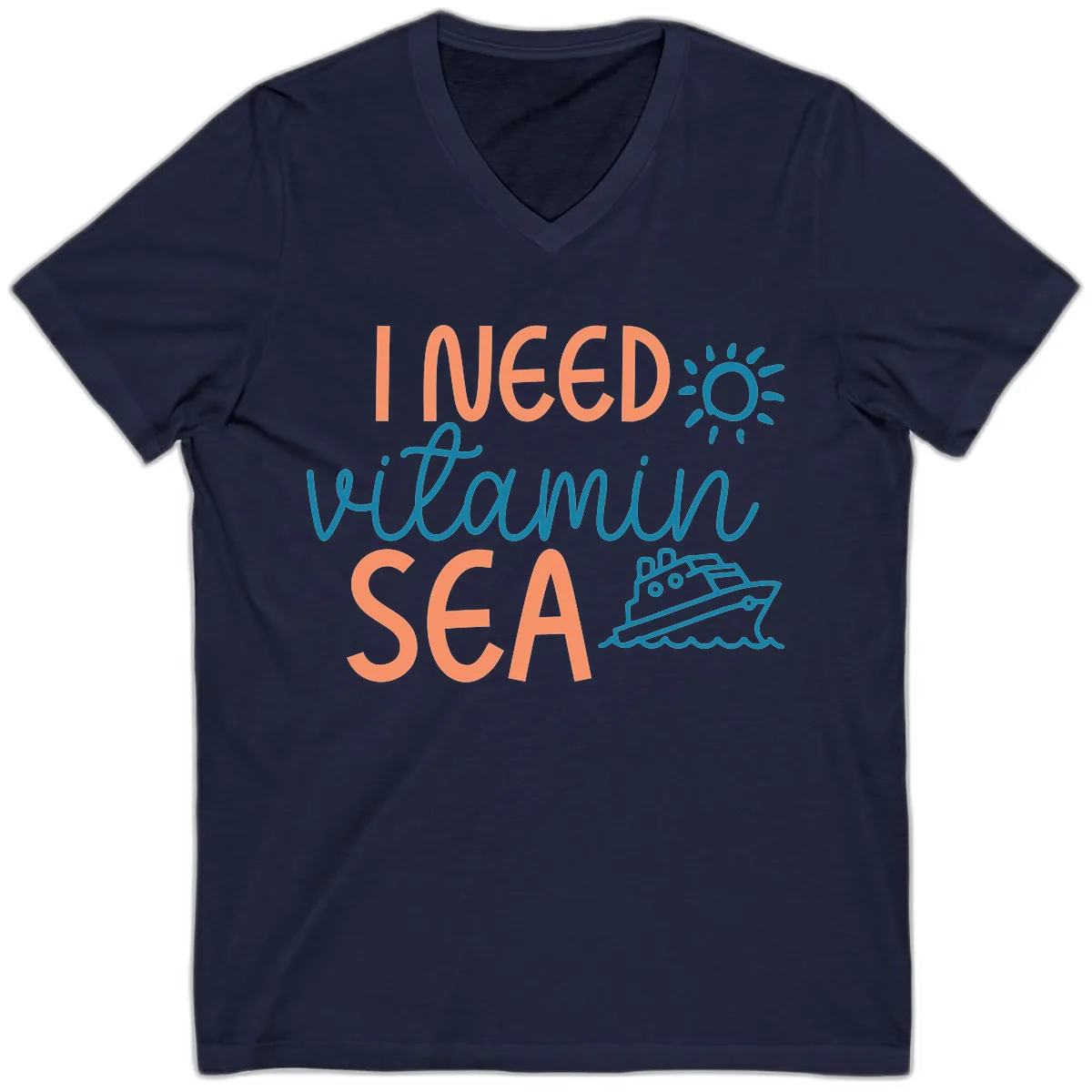I Need Vitamin Sea V-Neck in Navy