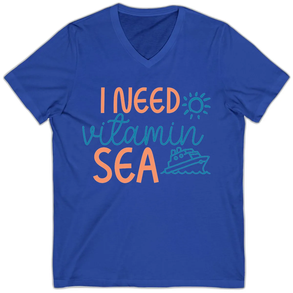 I Need Vitamin Sea V-Neck in True Royal