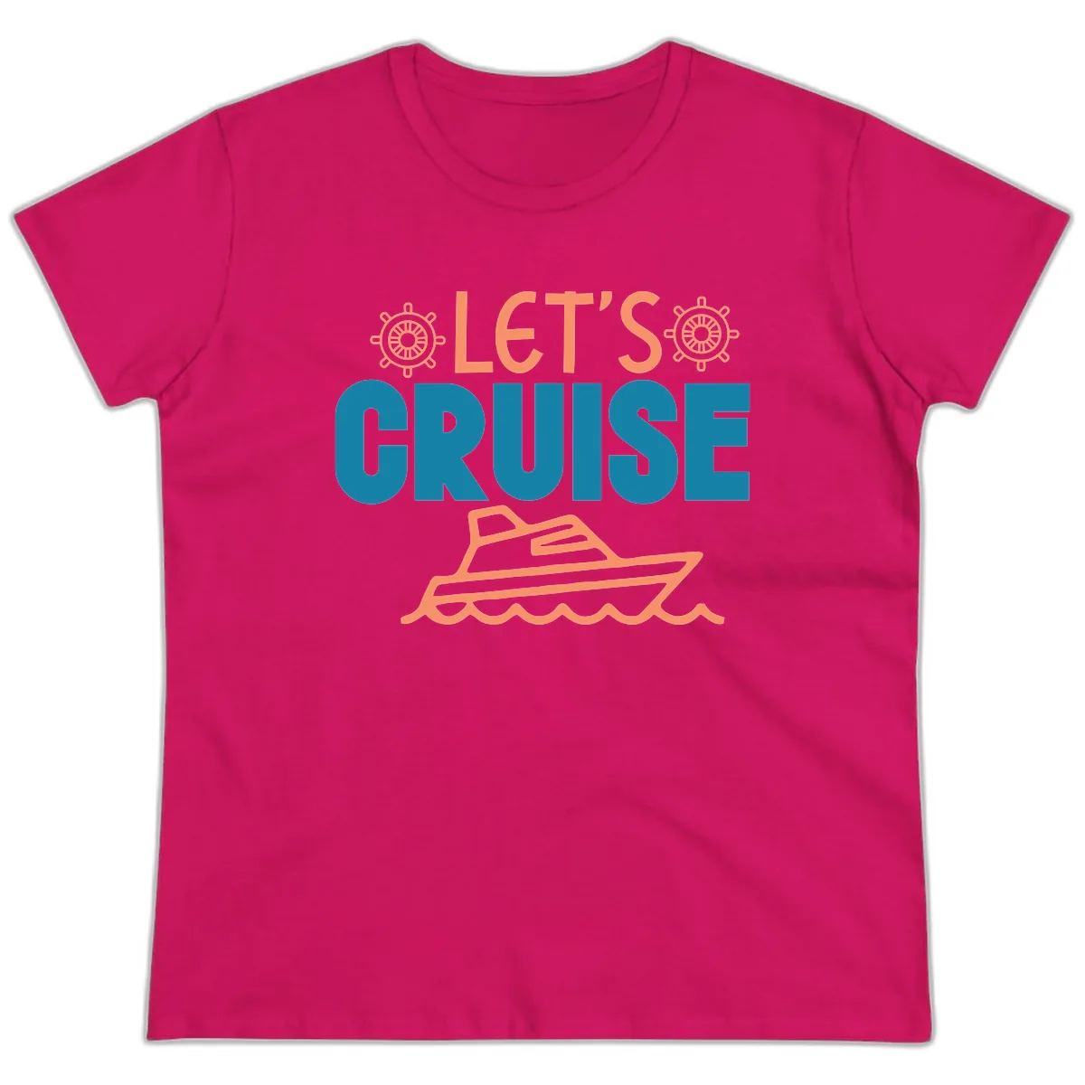 Let's Cruise Ladies Tee in Heliconia