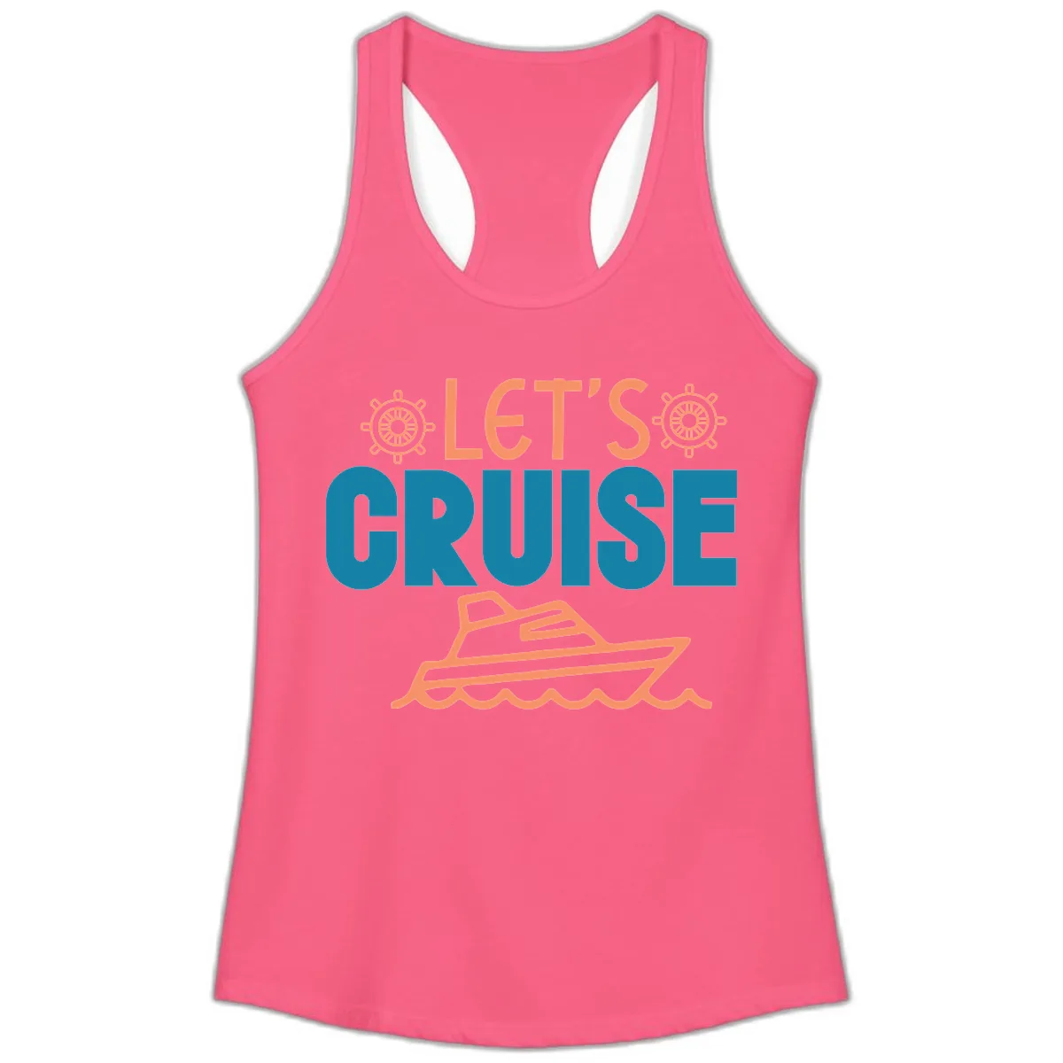Let's Cruise Ladies Tank in Solid Hot Pink