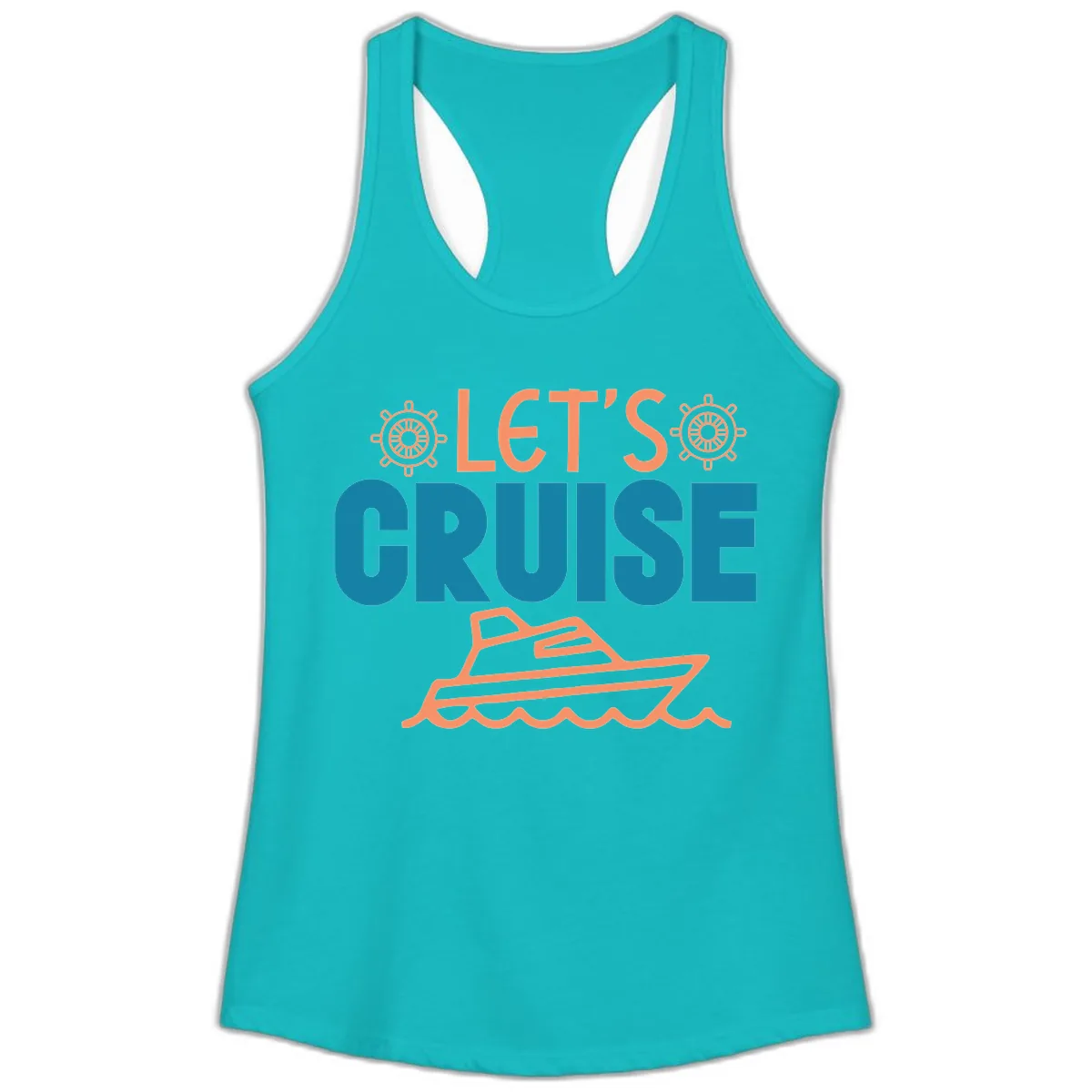 Let's Cruise Ladies Tank in Tahiti Blue