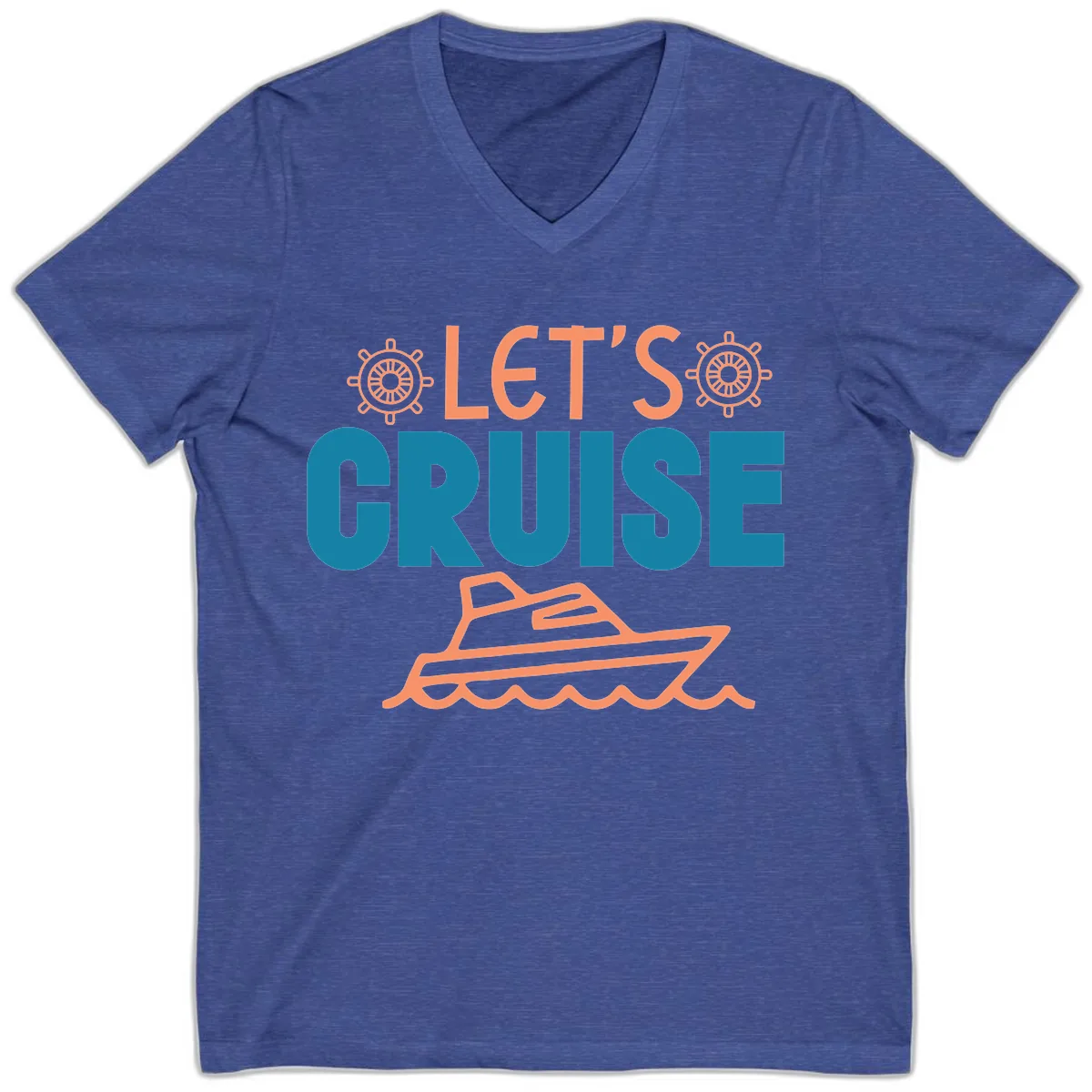 Let's Cruise V-Neck in Heather True Royal