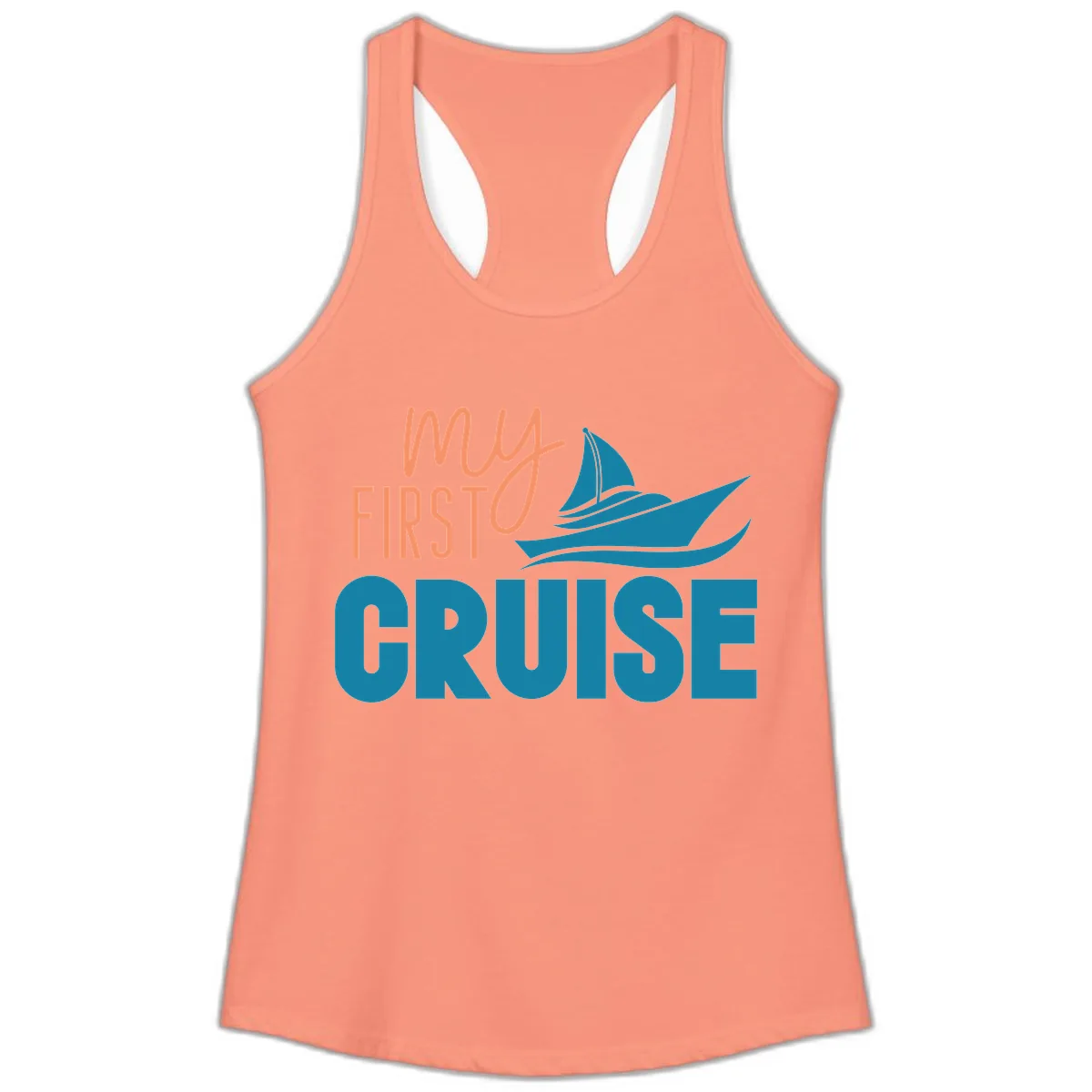 My First Cruise Ladies Tank in Solid Light Orange