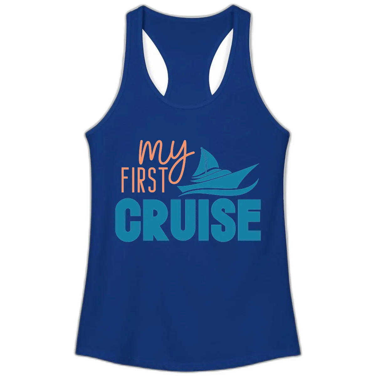 My First Cruise Ladies Tank in Solid Royal