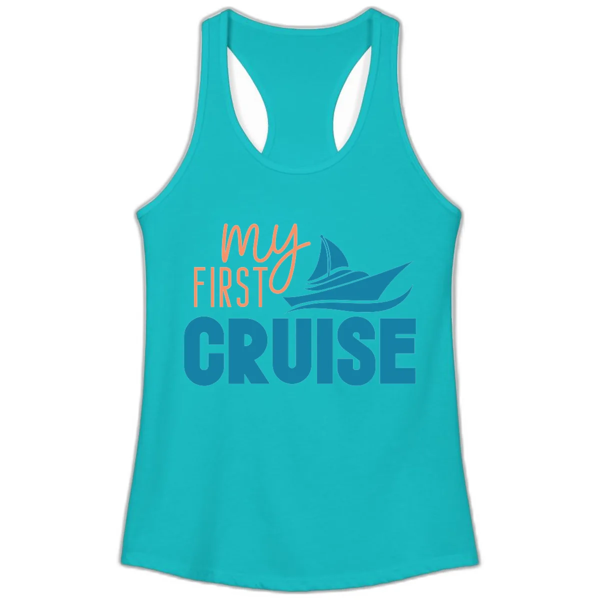 My First Cruise Ladies Tank in Tahiti Blue