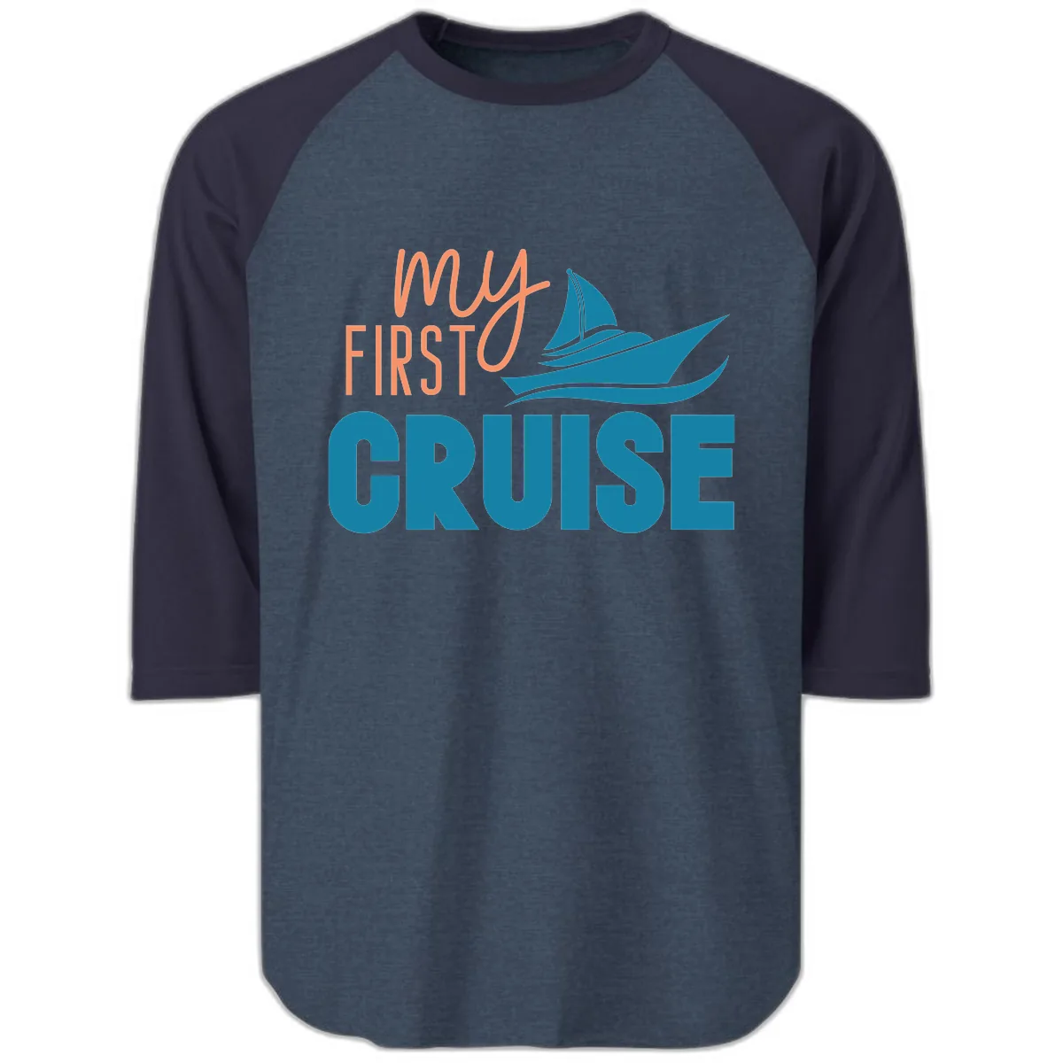 My First Cruise Raglan 3/4 in Heather Denim Navy