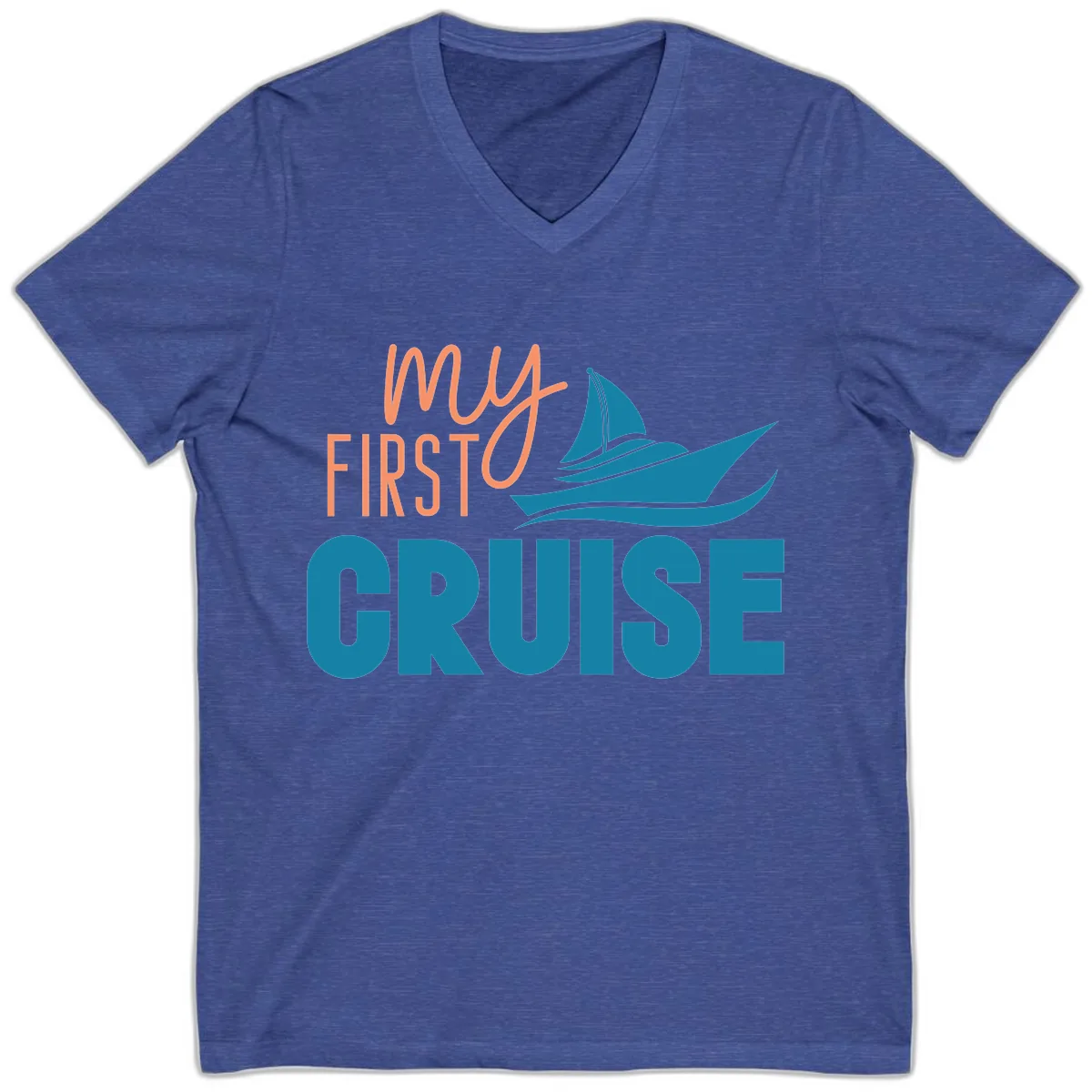 My First Cruise V-Neck in Heather True Royal