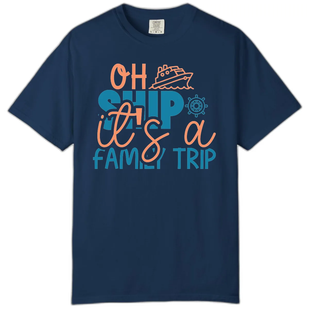 Oh Ship Family Cruise Trip Comfort Color in Navy