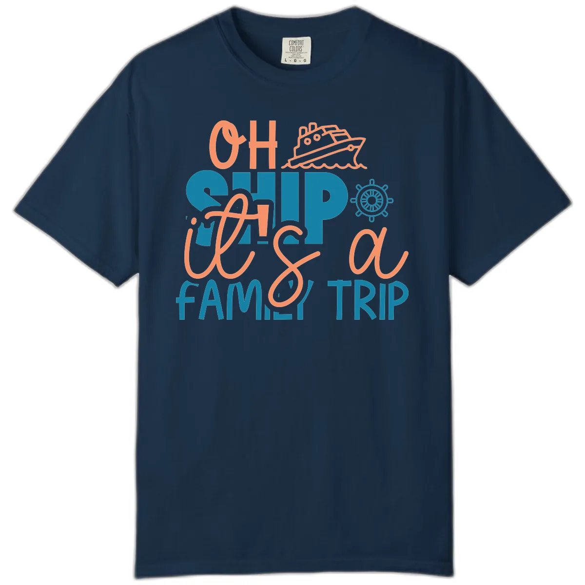 Oh Ship Family Cruise Trip Comfort Color in True Navy